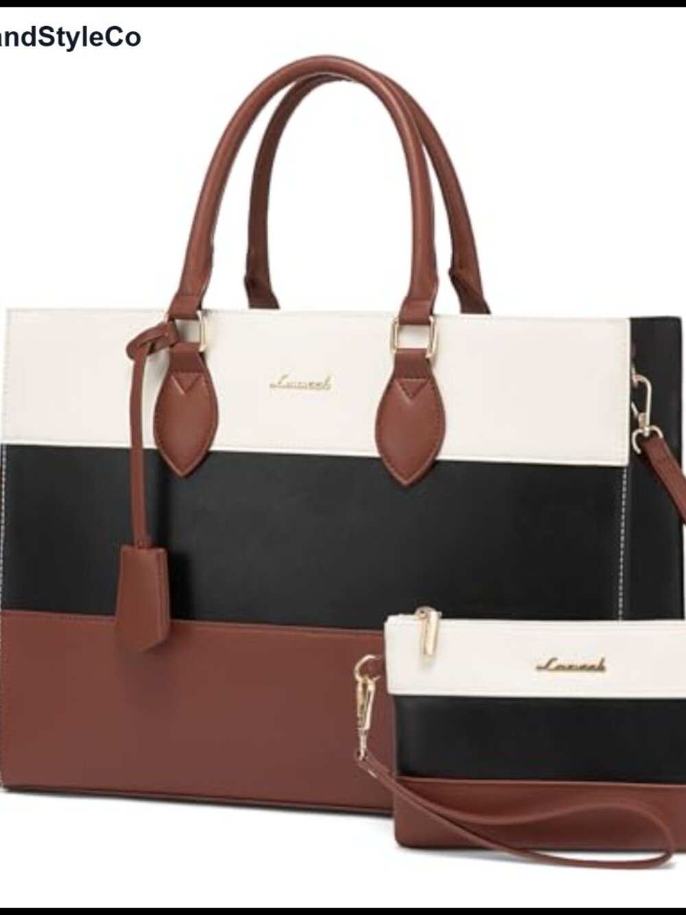 15.6 Inch Laptop Bag Waterproof Messenger Briefcase Tote with Clutch